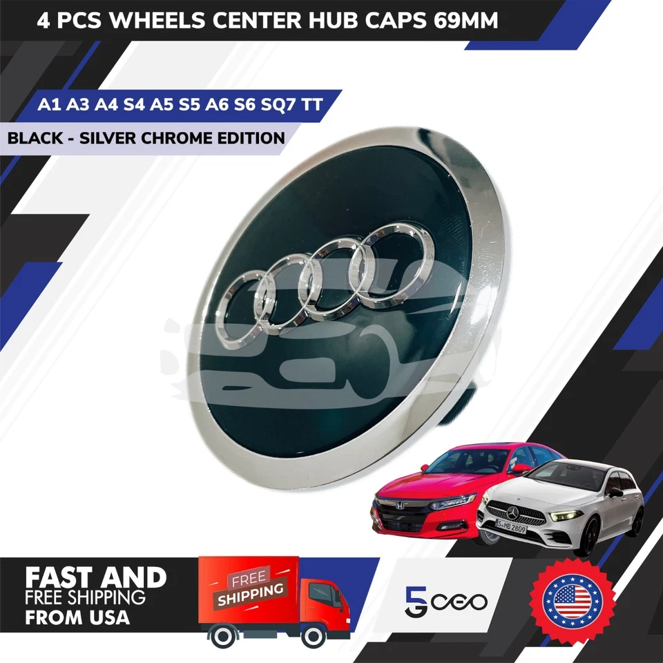 ЦЕНТРАЛЬНЫЕ КОЛПАКИ СТУПИЦЫ КОЛЕСА AUDI SILVER CHROMO 4 ШТ 69 ММ ОБОД TAPA B0601170A ОТ ОРИГИНАЛЬНОГО ПРОИЗВОДИТЕЛЯ. - Изображение 4 из 4