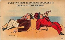 Carte Postale Comic Vacances Au Bord De La Mer - Nous Fait Du Bien - Lécher