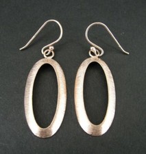 Earrings Rose Gold Vermeil over Sterling Silver 925 Oval Texture Pierced Dangle