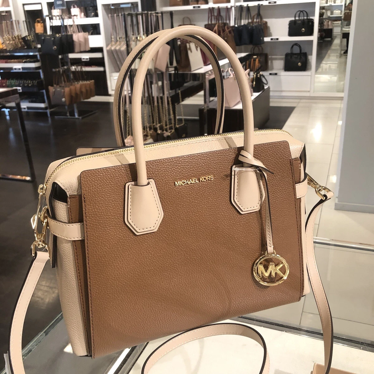 MICHAEL KORS MERCER MEDIUM CROSSBODY BAG (LUGGAGE MULTI)