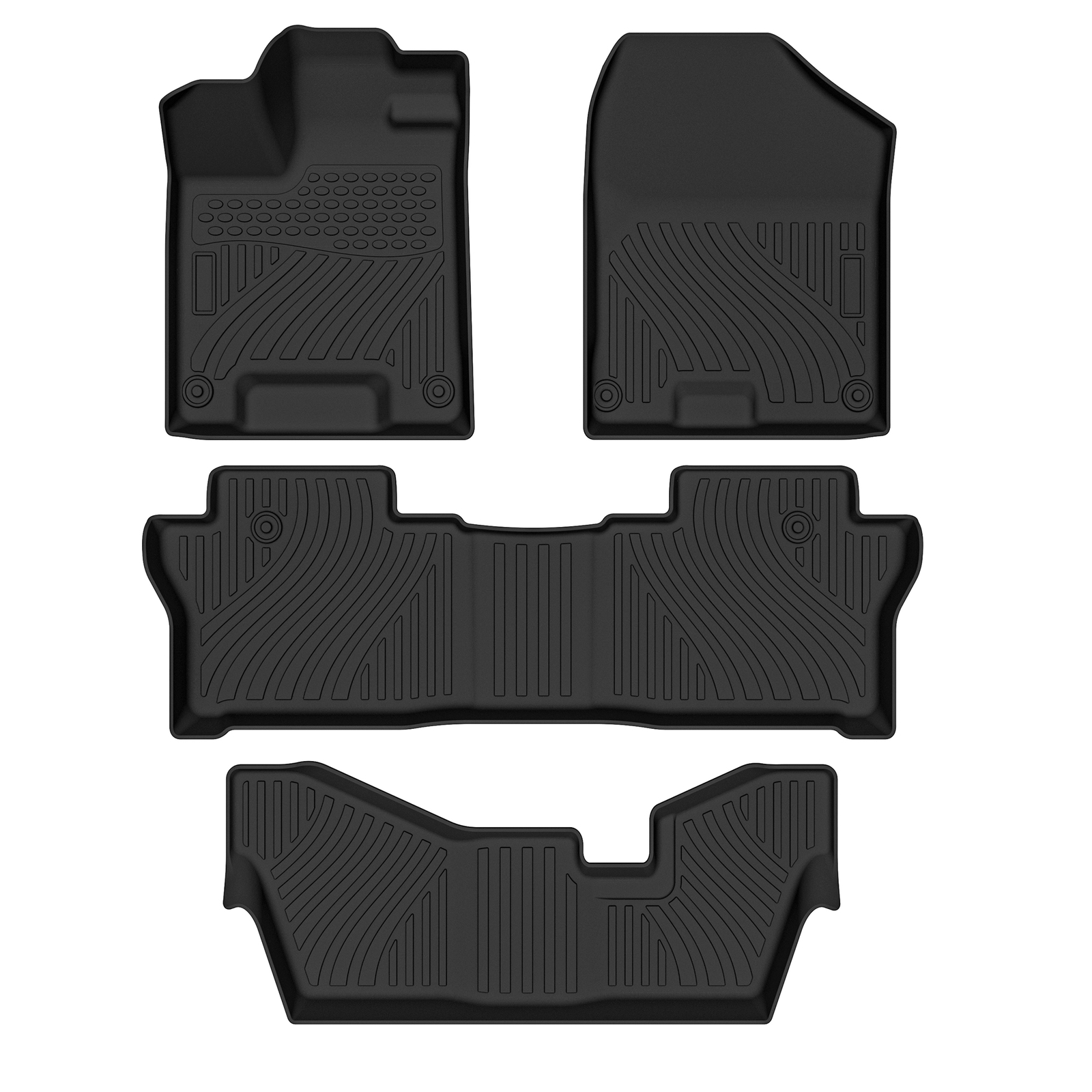 Black TPE Non-Slip Floor Mat Liner for 2016-2022 Honda Pilot 8-Seater