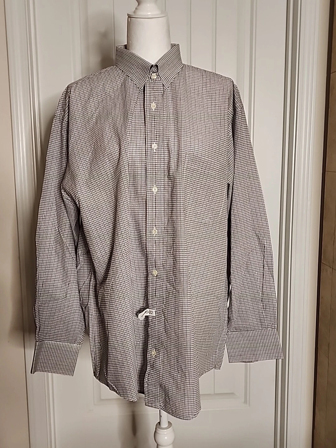 Camicia abito a maniche lunghe Burberrys of London taglia 17 5 34 motivo a scacchi USA