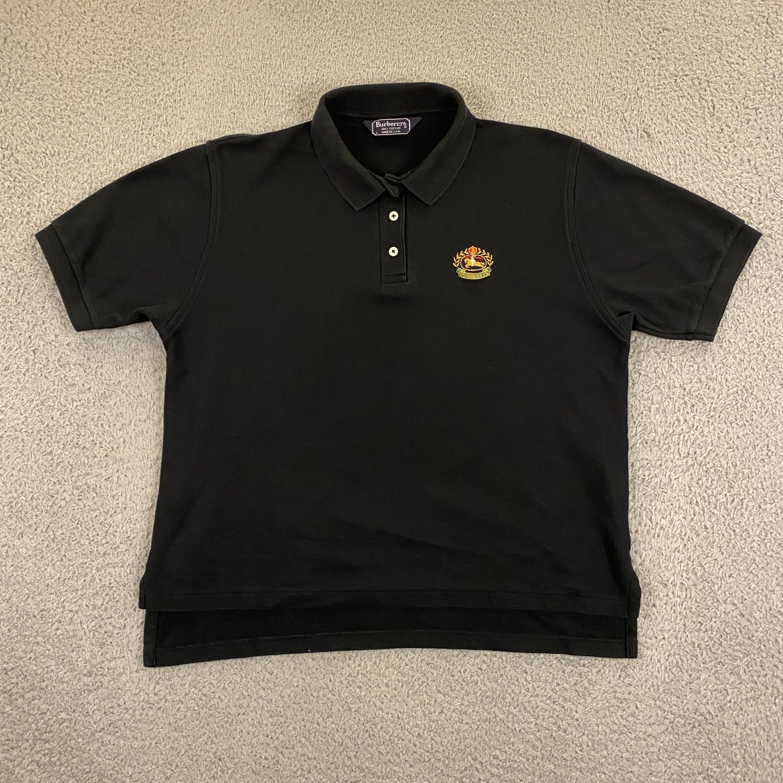 Burberry Womens Medium Polo Shirt Embroidered Vintage Preppy USA Made-image