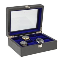Black Genuine Leather Watch Collectors Box For 8 Velvet Lining By Aevitas Black Genuine Leather Watch Collectors Box For 8 Velvet Lining By Aevitas