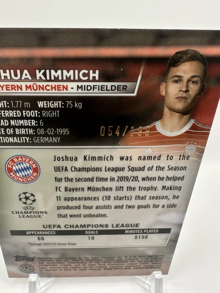 2022-23 Topps Stadium Club Chrome UEFA Competitions /199 Joshua Kimmich #6 - Image 3 of 3
