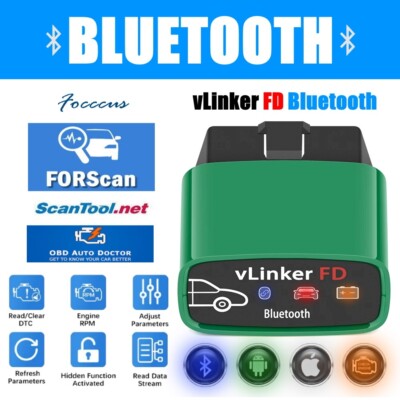 Vgate VLINKER FD OBD2 Adapter Bluetooth BLE Scanner FORScan für iOS Android G9