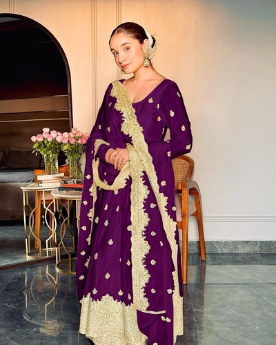 BOLLYWOOD PARTYWEAR ANARKALI SALWAR KAMEEZ SUIT GOWN INDIAN PAKISTANI ETHNIC - Picture 2 of 16