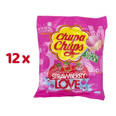 Box Chupa Chups Strawberry Love mit 12x 120g Lollipops Erdbeere