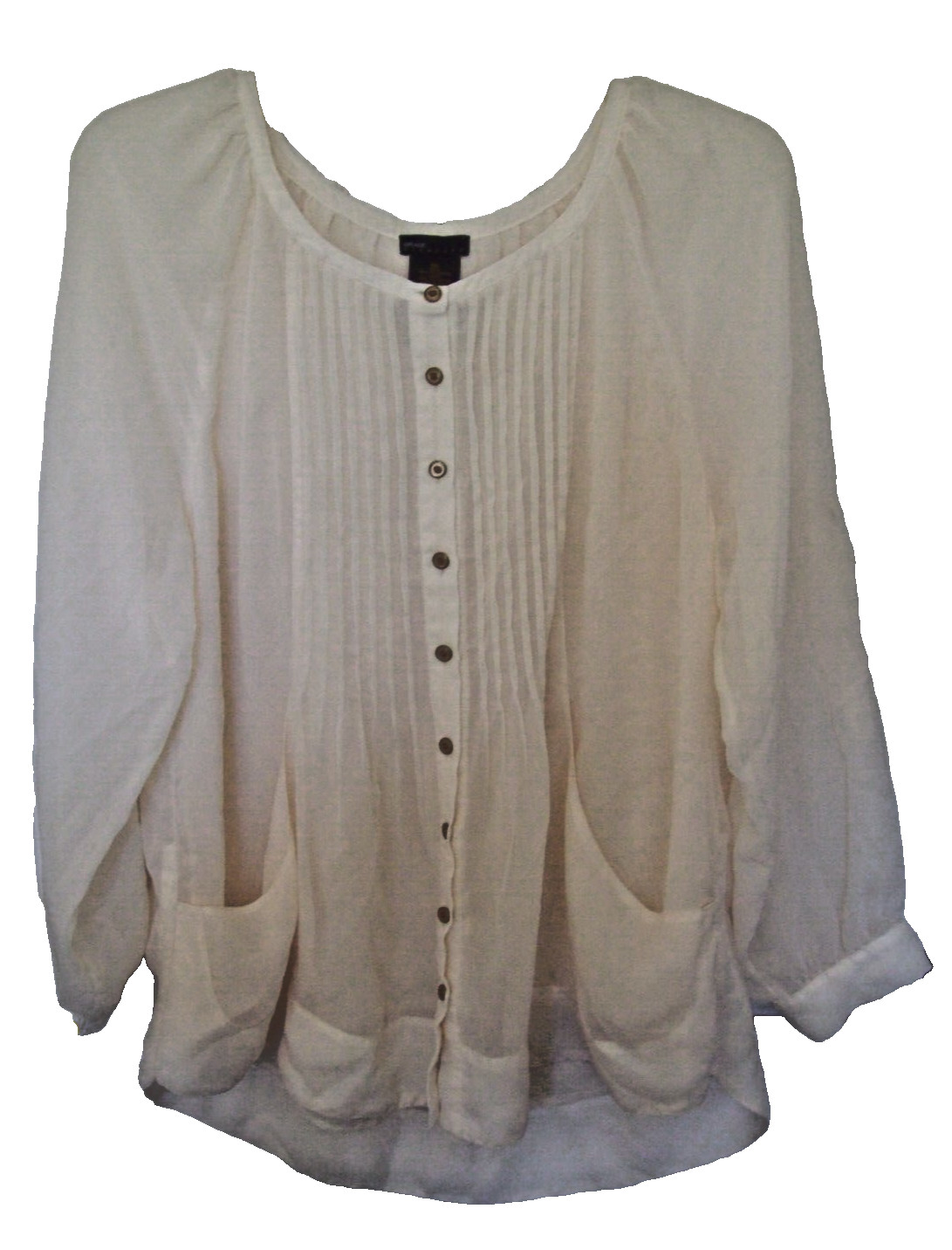 Grace Elements XXL Ivory Blouse Button Front Plea… - image 1
