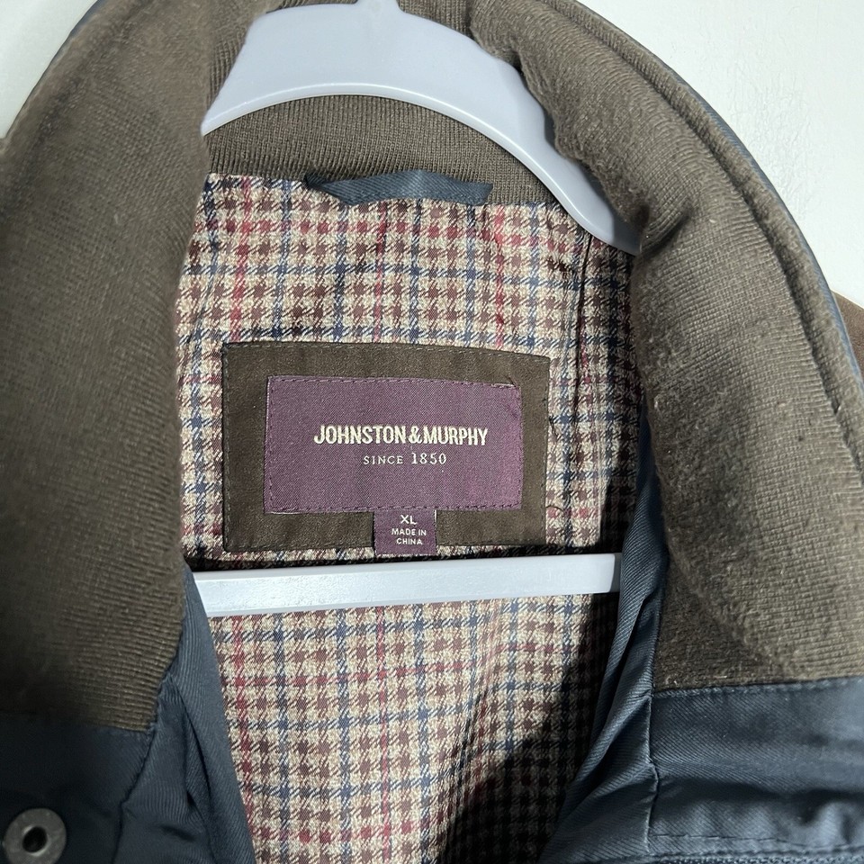 Johnston Murphy Quilted Jacket Mens XL Navy Blue Full Zip Casual Hidden