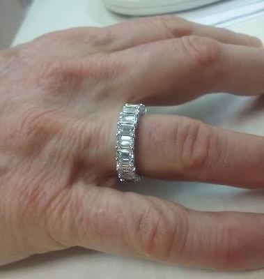 5 Ct Diamond Emerald Cut Eternity Wedding Band Ring 14k Yellow Gold Over 