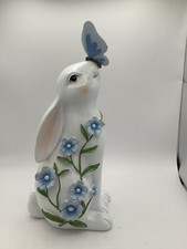 EASTER SPRING BUNNY W/BUTTERFLY FIGURINE/GARDEN STATUE NEW