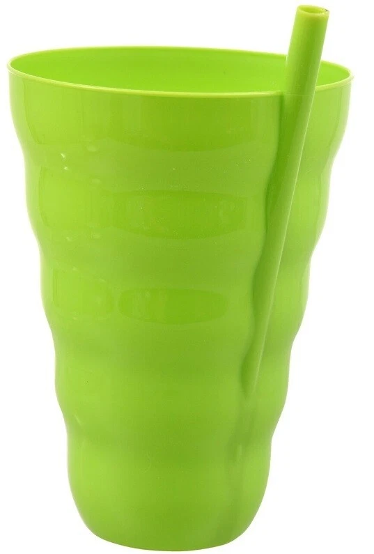 SET OF 5 Plastic Sip-A-Tumbler with Built-In straw, 22 Oz / 650 mL BPA FREE CUPS - Image 3 of 4
