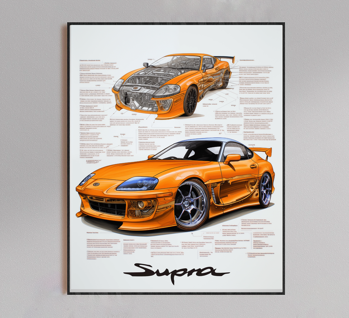 Toyota Supra Poster- Toyota Supra Patent Print, Toyota Supra Art