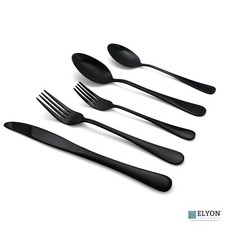 Elyon Tableware 20-Piece Flatware Matte Black...