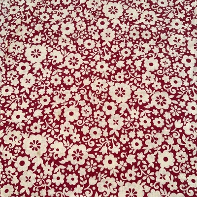 Vintage Red White Floral Feed Sack Material 36 X 70