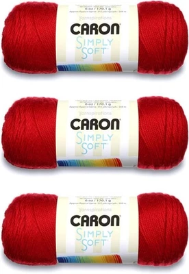 Caron Simply Soft - 3 Pack of 6oz - Harvest Red - Acrylic Yarn - Knitting
