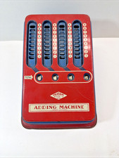 Vintage Wolverine Adding Machine Tin Litho Made in USA Red Blue 1940's