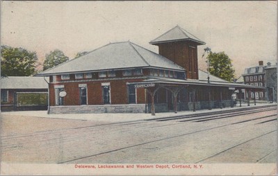 DLW Delaware Lackawanna Western Depot Cortland New York NY Station 1907 Postcard