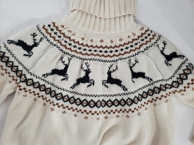 BARBOUR SWEATER DEER DESIGNER SIZE 12 TURTLE NECK FUN FASHION 