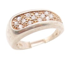 925 Sterling Silver Vintage Ring Round CZ Cluster Textured Band Sz 9 RG35196