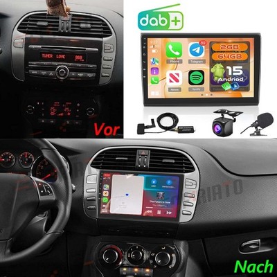 9'' Autoradio Für Fiat Bravo II 2007-2012 Android 15 64GB GPS Navi WIFI BT FM DAB