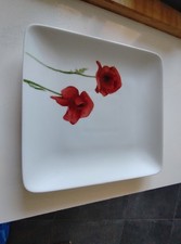 Plat Carré De Graines Porcelaine Vent De Coquelicots