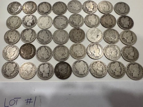 Roll of 90% Siver Bullion Barber Quarters