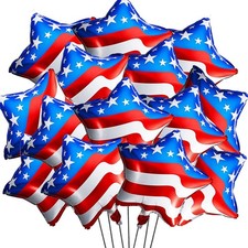 25PCS Red White and Blue Balloons 4th of July Balloons American Flag Star Myl...