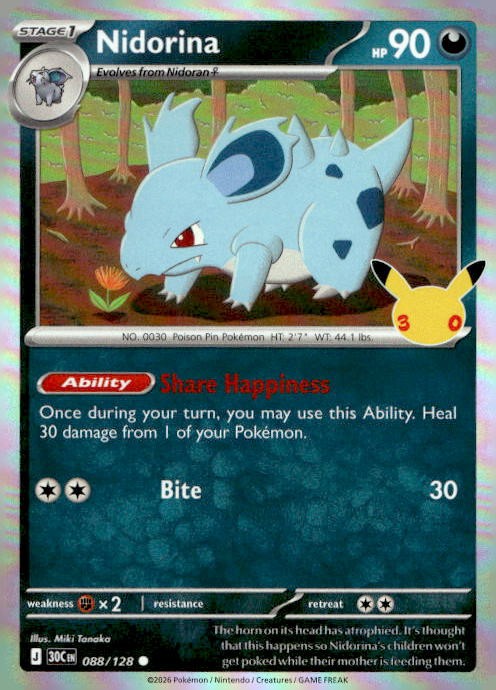 Nidorina 088/128 ME 30th Celebration Holo C NM English Pokémon
