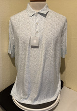 Hickey Freeman Mens Golf Polo Shirt XL Stretch Lightweight Blue  White Floral