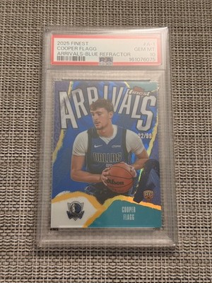 2025 TOPPS FINEST ARRIVALS COOPER FLAGG BLUE REFRACTOR COLOR MATCH /99 PSA 10 