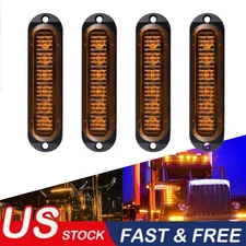 4x 6-LED Side Marker Amber Lights Clearance Light Truck Trailer RV Waterproof