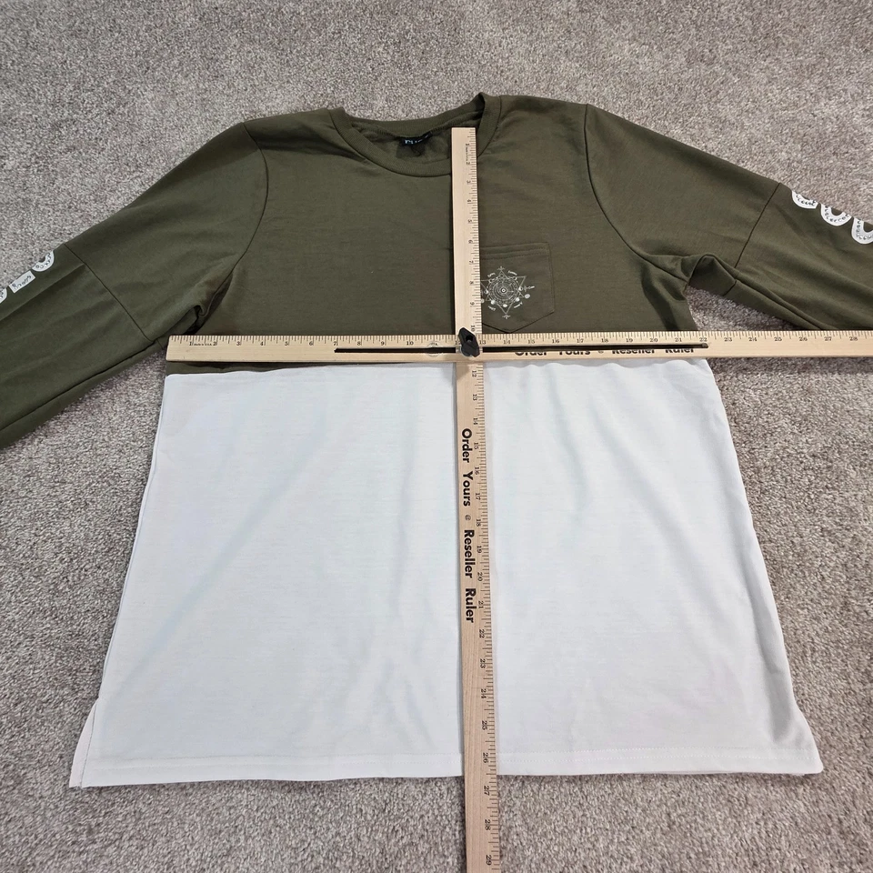 Four Seasons Logo Rue 21 Camisa Mujer Manga Larga Verde Blanco XL Foto 4 de 4