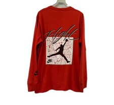 Vintage 80s Nike Air Jordan Flight Long Sleeve T-Shirt Red M Made in USA Rare#87