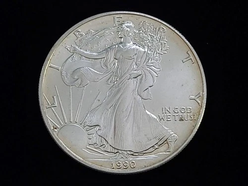 1990 $1 American Silver Eagle 1oz Fine Silver Coin #6 NICE!