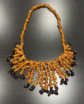 Alte Bernstein Kette Perlenkette Schmuck Collier Amber