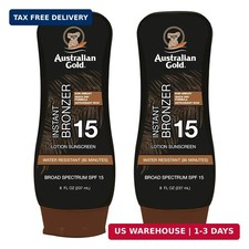 Australian Gold SPF 15 Lotion Bronzer, Twin Pack, 8 FL Oz Pack of 2 