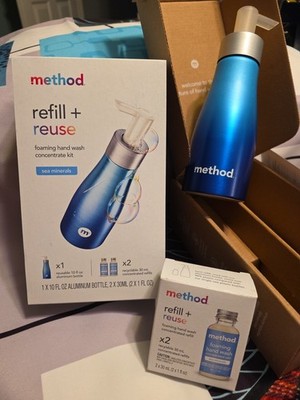 Method, Refiil+Reuse Foaming Hand Wash Concentrate Kit, Sea Minerals, New