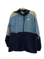 Nike Men Colorblock Retro Windbreaker Hood Jacket Mesh Lined Navy Swoosh Medium