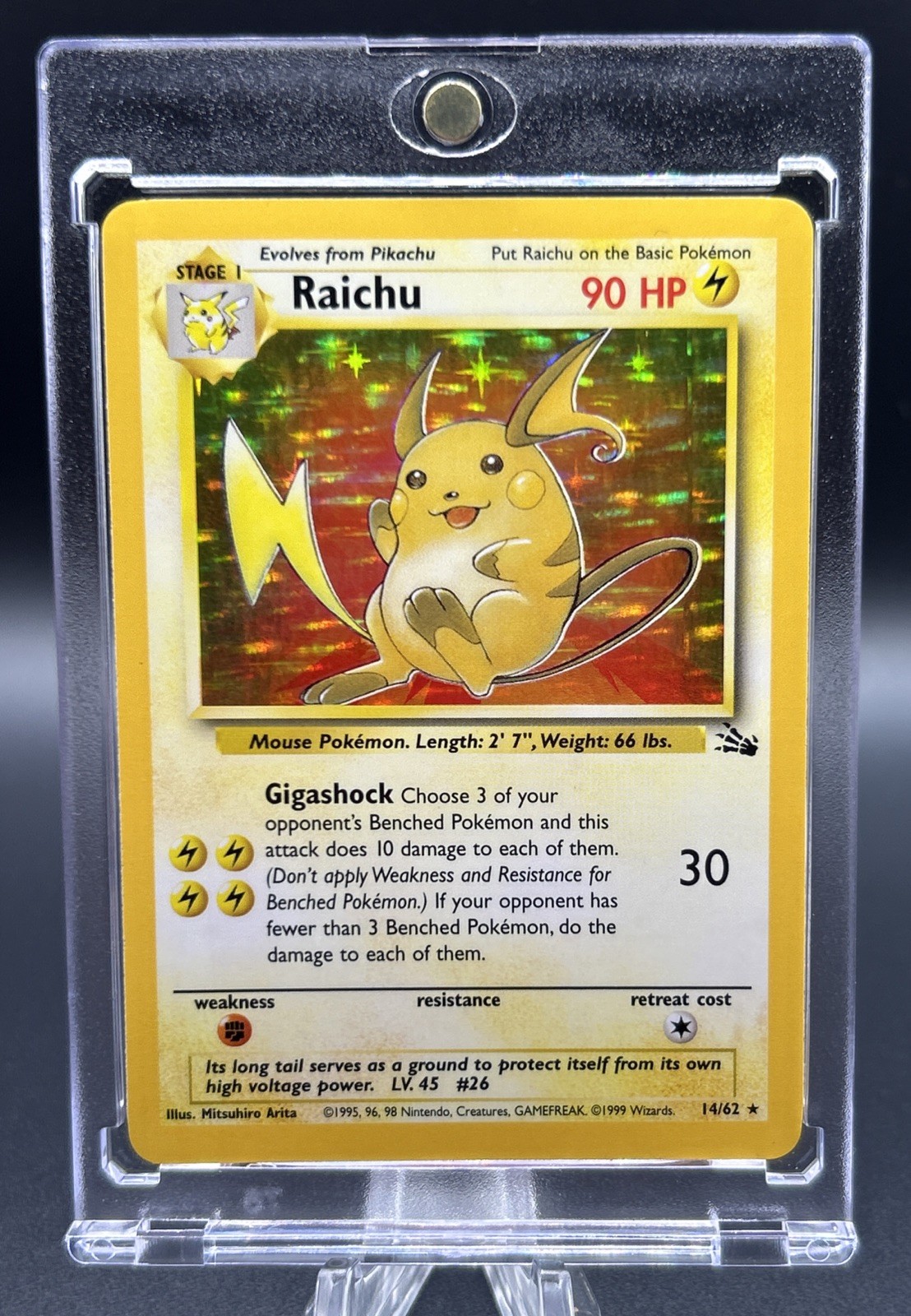 1999 Pokémon TCG Raichu Fossil Holo Rare Card 14/62 Vintage