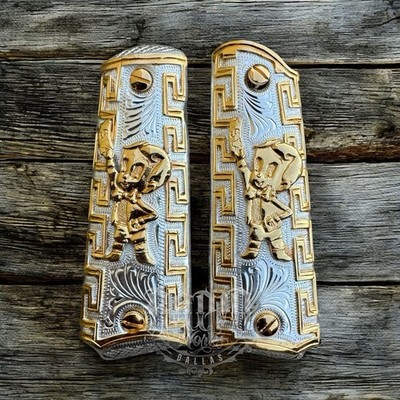 1911 45 38 Super Full Size Richie Rich Gold Gun Pistol Grip Cachas & 24K Screws