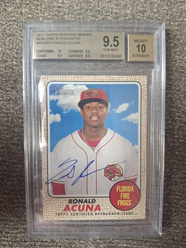 2017 Topps Heritage RONALD ACUNA Jr. Real One Autographs RC Rookie AUTO BGS 9.5
