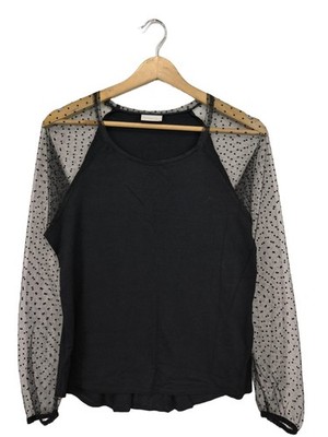 TWO KEYS Langarm-Bluse Damen Bluse Gr. DE 38 schwarz Casual-Look
