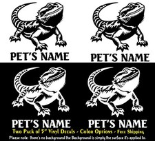 Bearded Dragon with Custom Name 2 Pack of 5" Vinyl Decals Window Tumbler Laptop