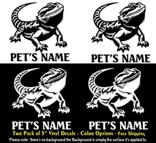 Bearded Dragon with Custom Name 2 Pack of 5" Vinyl Decals Window Tumbler Laptop