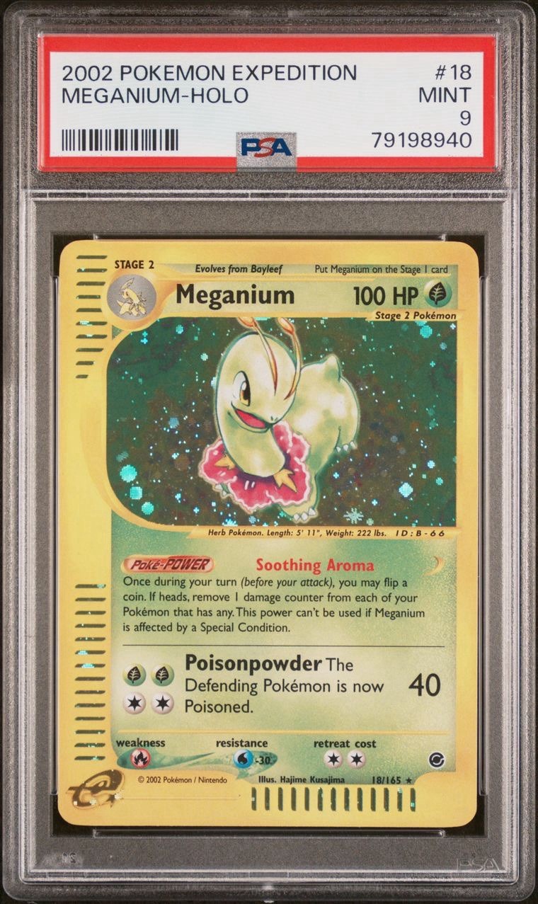 2002 Pokemon Expedition # 18 Meganium Holo PSA 9 Card MINT Rare! Trusted Seller!