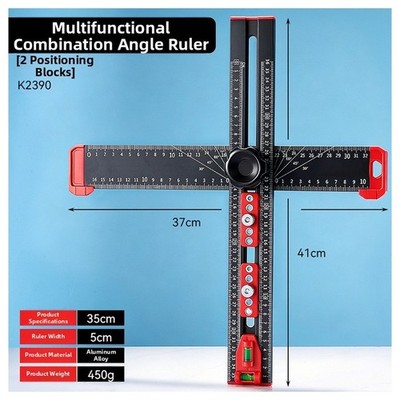 Precision Aluminum Positioning Ruler 35cm 60cm for Hole Marking and Angle Setup