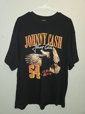Johnny Cash MAN IN BLACK RING OF FIRE Black Graphic T-Shirt MENS SIZE XL NEW