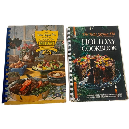 Beta Sigma Phi Cookbook Vintage Lot Holiday (1971) and Meats (1968) 2900 Recipes